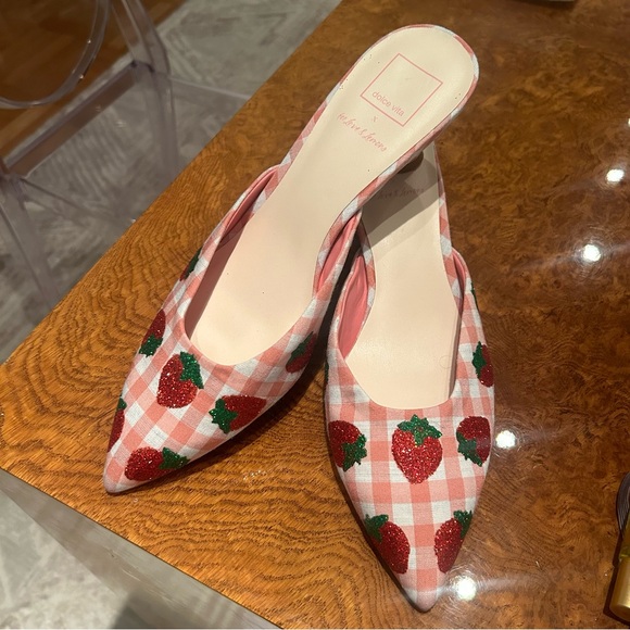 DOLCE VIDA X FOR LOVE AND LEMONS Strawberry Gingham Kitten Heels “LILOU”sz9 RARE - Picture 4 of 13